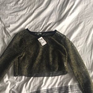 Fishnet long sleeve crop top